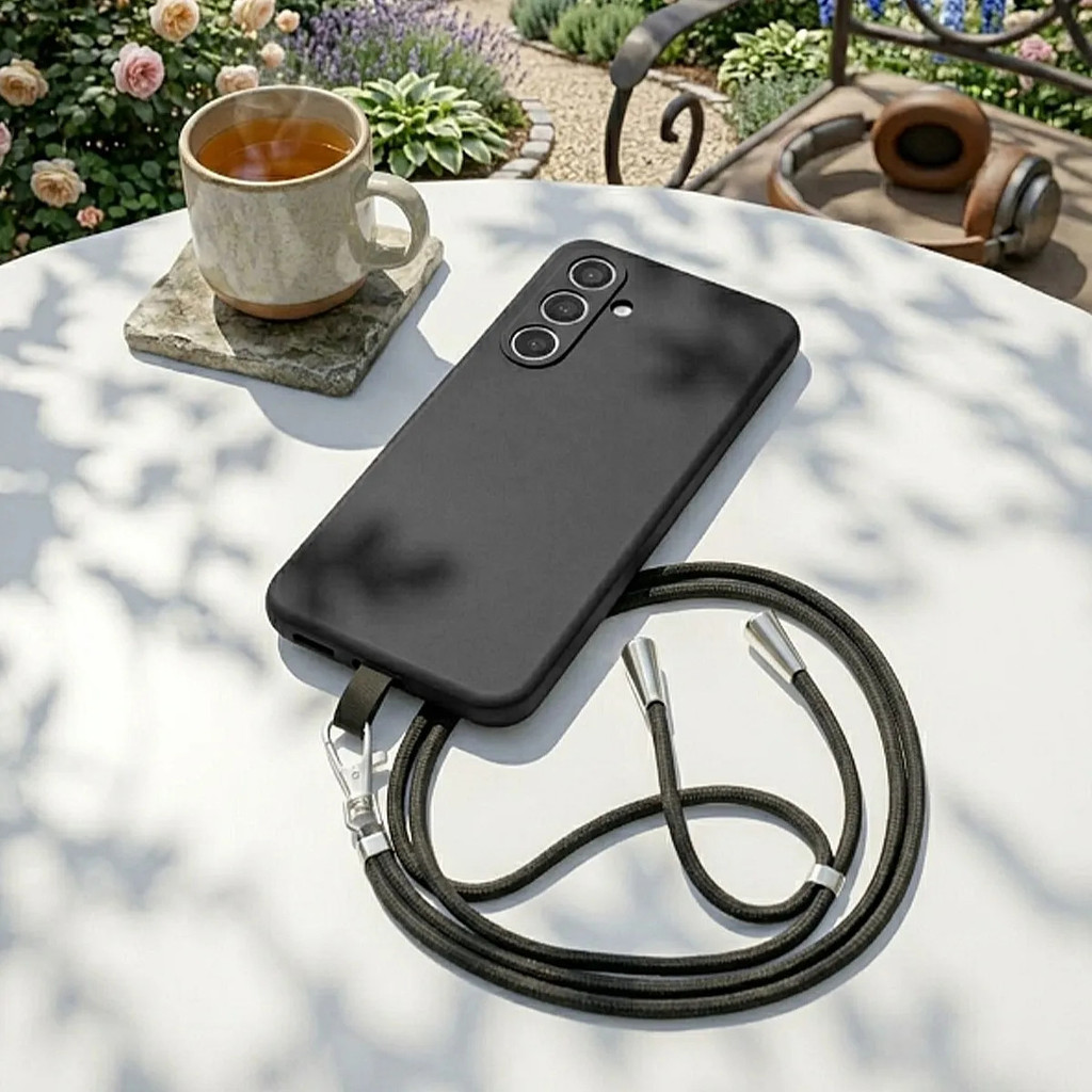 Capa Capinha Premium Aveludada Cordão Anti Furto Ajustável Antichoque Para Samsung Galaxy S21FE S22FE S23FE S24FE S25FE
