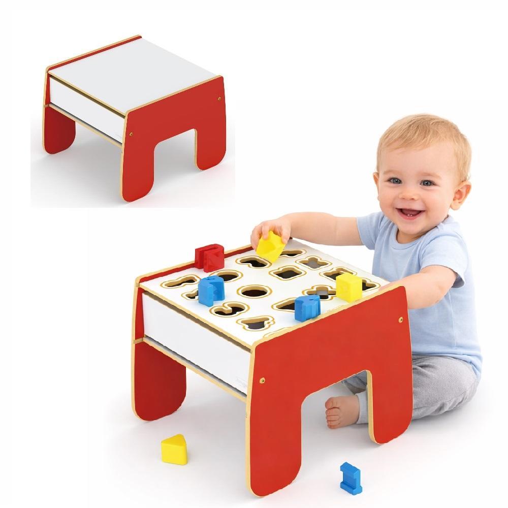 Mesinha Atividades Infantil 2 Em 1 Em Madeira Mesa Didatica Kit 16 Pecas Letras Formas Numeros Interativo Educativa Brin