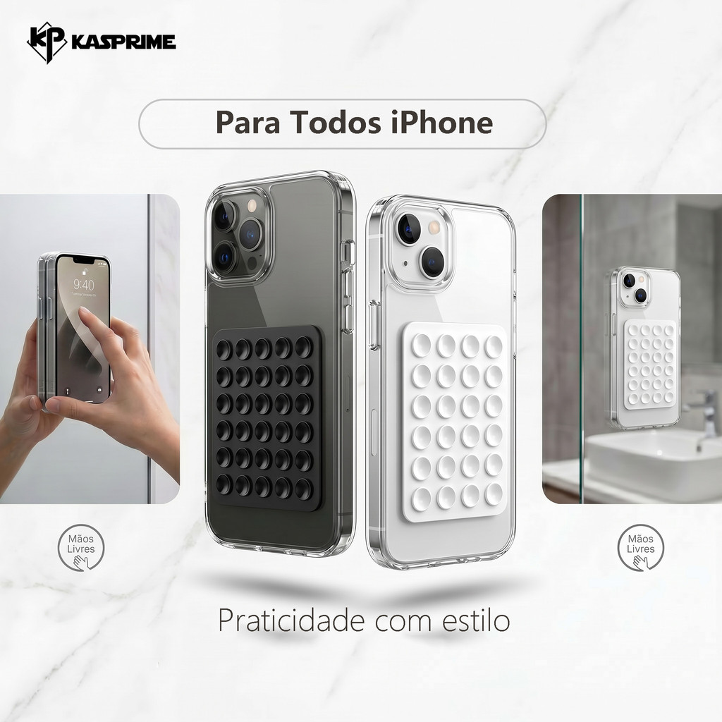 Capa Capinha Anti Impacto Com Suporte Ventosa Para Todos iPhone 17 16 15 14 13 12 11 Pro Max Plus X XR XS Max