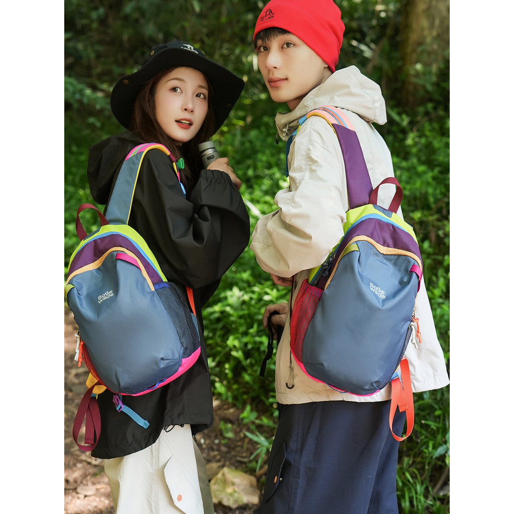 Esportes ao ar livre caminhadas saco estilo japonês contraste cor mochila feminina lazer saco de viagem leve caminhadas 