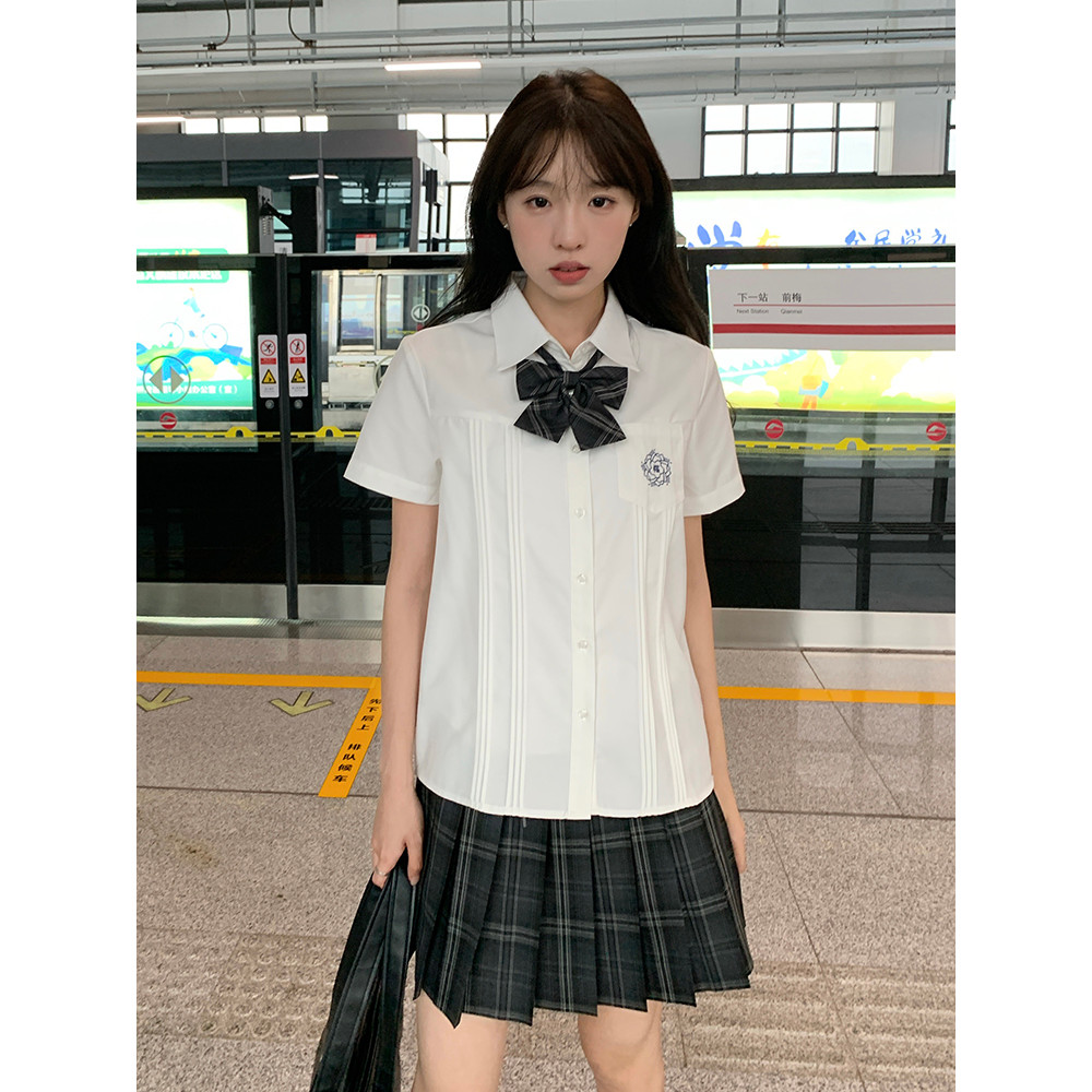 Tokyo Year-Old Times JK Uniforme Básico de Manga Curta Camisa Branca Feminina Estilo Japonês Estilo Preppy Estudante Top