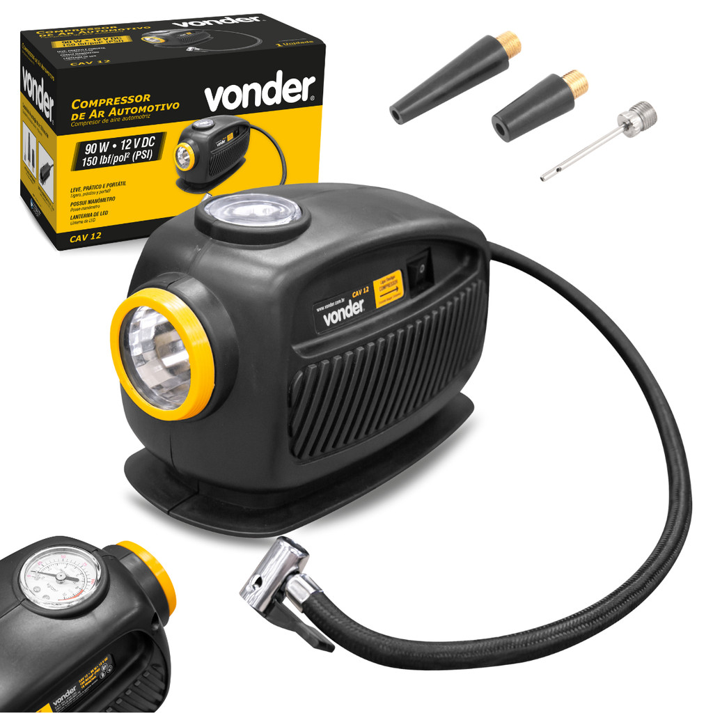 Mini Compressor de Ar Automotivo Elétrico 12V 90W Vonder em Oferta na Shopee