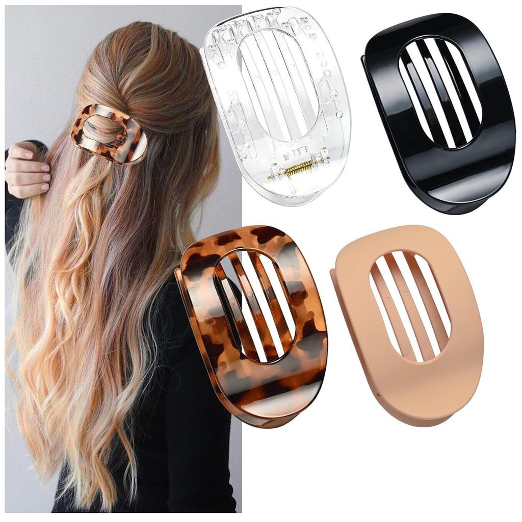 Conjunto De Garras De Cabelo Mais Vendidos , Novo Clipe De Tubarão Oval Plano Para Mulheres , Grampo Sem Costura Na Part