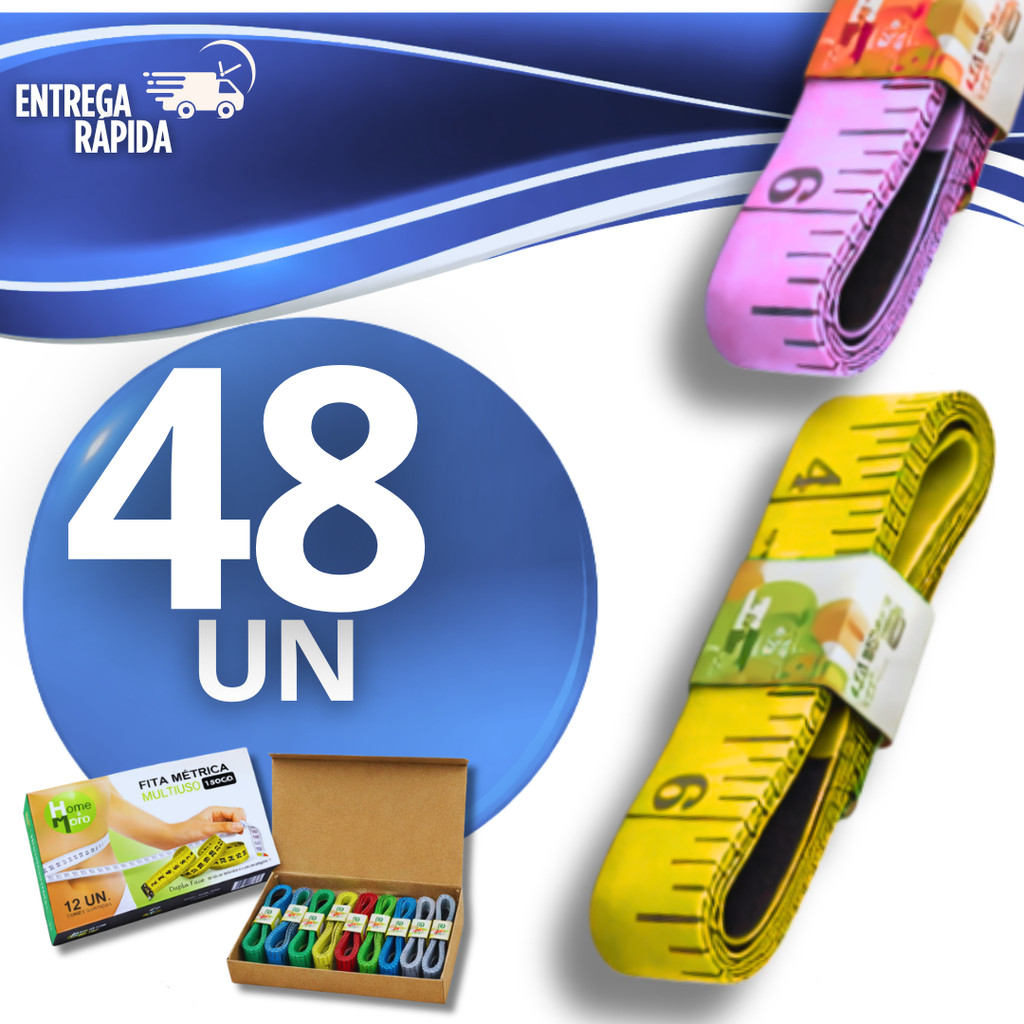Combo Fita Métrica Flexível 150cm Costura, Academia e Medida Corporal Dupla Face Centímetro Polegada