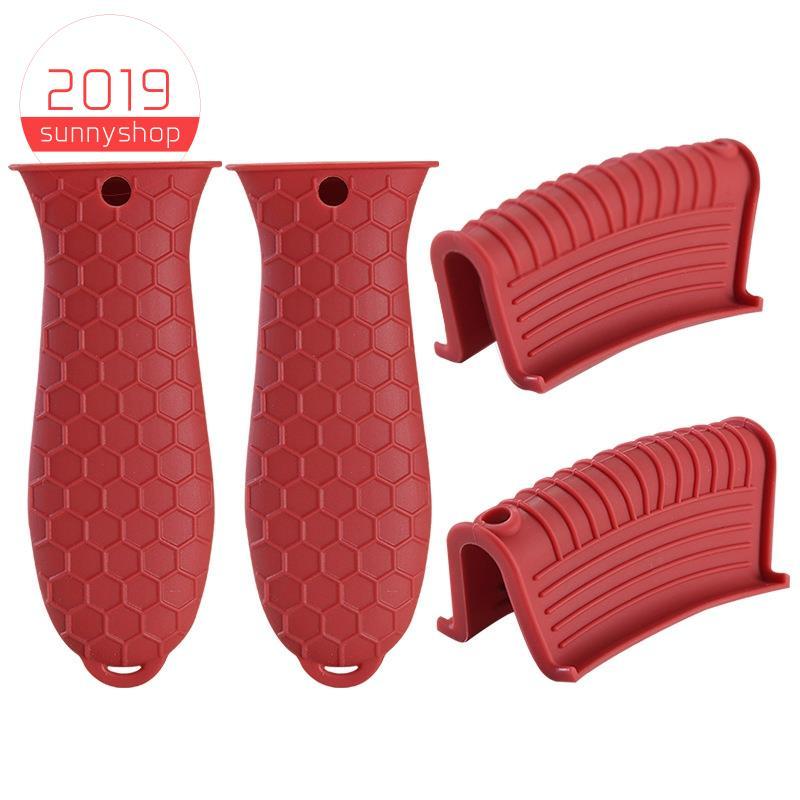 [Bestseller S] 4 Pacotes De Suporte De Alça Quente De Silicone , Capa De Frigideira De Ferro Fundido , Panela , Manga Re
