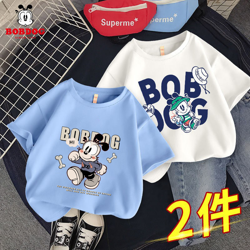 Babudou meninos de manga curta 2026 verão na moda novo estilo frito rua meninos camiseta solta algodão puro crianças ver