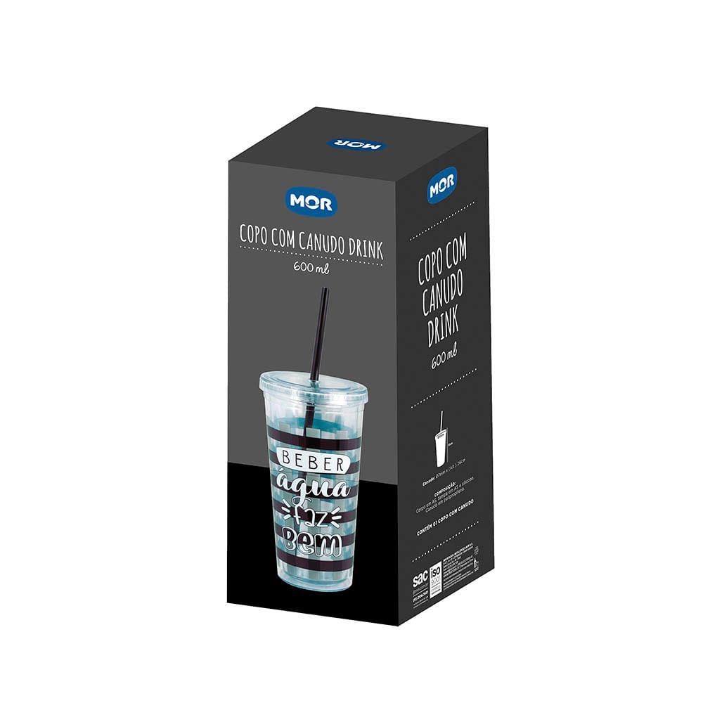 Copo com Canudo Drink 600ml - Preto — imagem 2 de 2