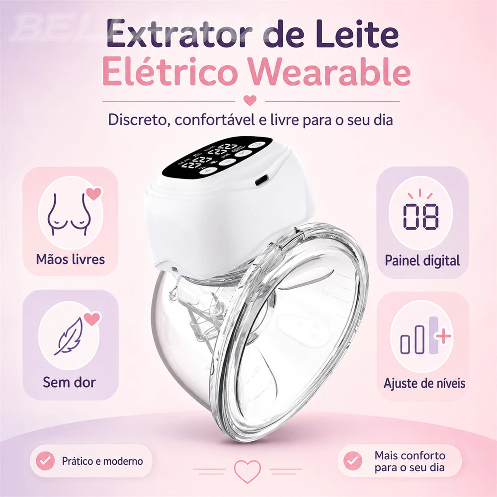 Bomba Tira Leite Automática Indolor Vestível Com As Mãos Livres Carregamento USB Pode Ser Usado Bilateralmente