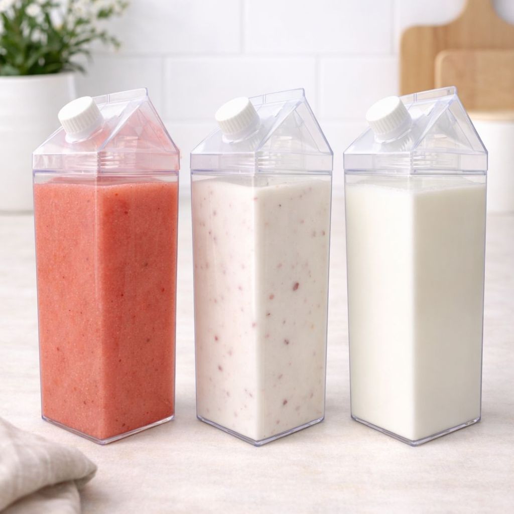 Kit 3 Garrafas de Acrílico P/ Leite Suco Bebidas 1L 23916 - Vencedor
