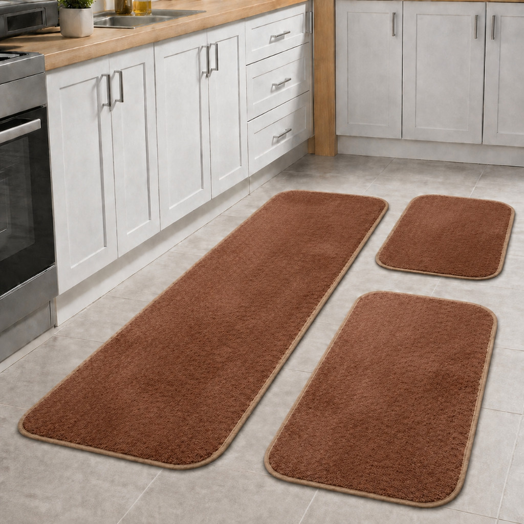 Jogo de Tapete para Cozinha Sala 3 Peças Varias cores Passadeira antiderrapante Decorativo para Piso