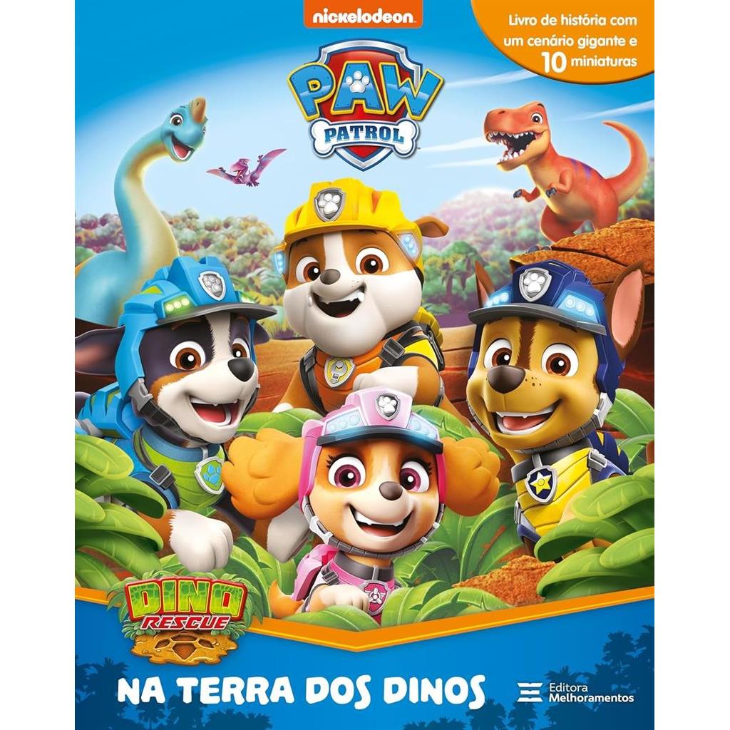 Patrulha Canina: Na Terra dos Dinos -  Livro de história com cenário gigante e 10 miniaturas autor Nickelodeon