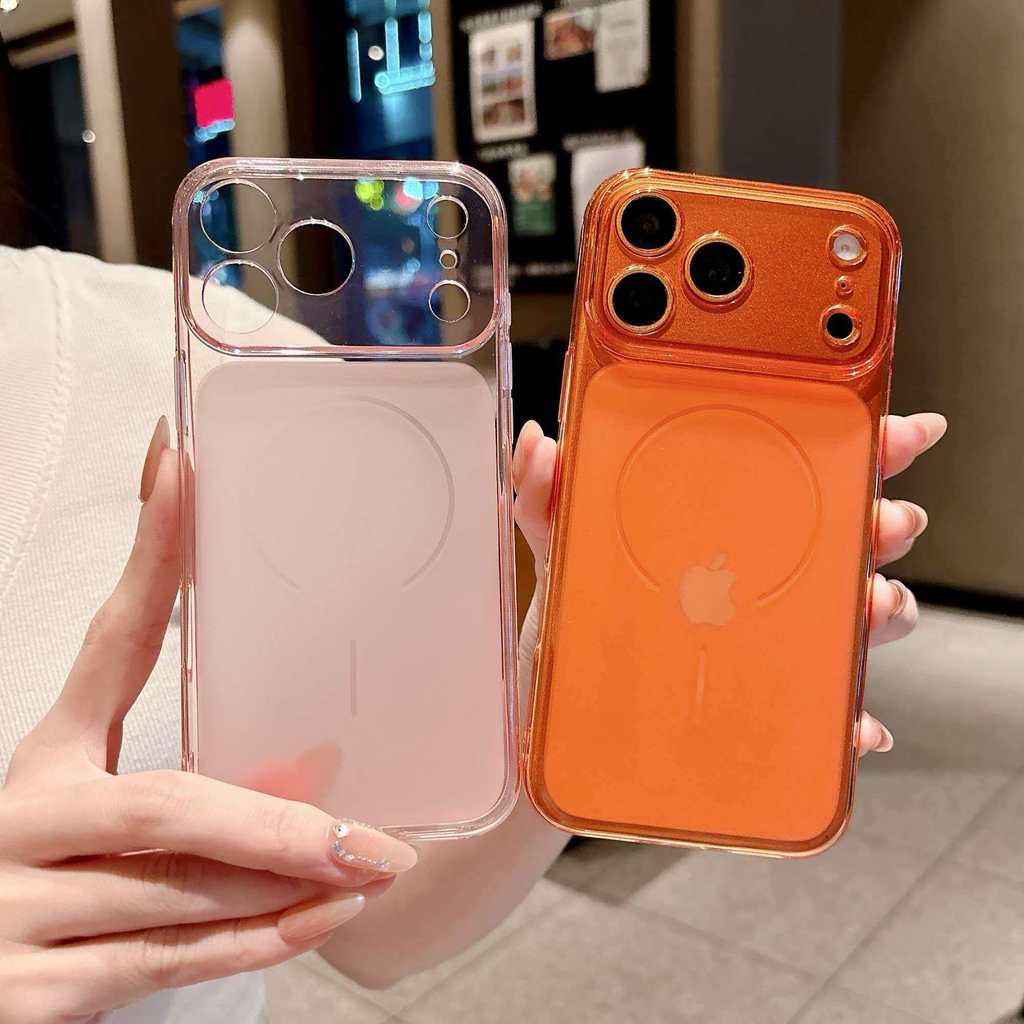 Capa Transparente Premium Com Sensação De Pele Para iPhone 17 11 12 13 14 15 16 Pro Max Grande Angular Janela De Visão F