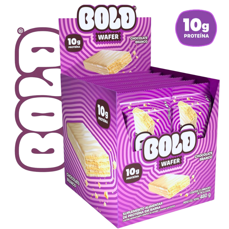 CAIXA 12 UND - BARRA BOLD WAFER 40G CHOCOLATE BRANCO - LANÇAMENTO