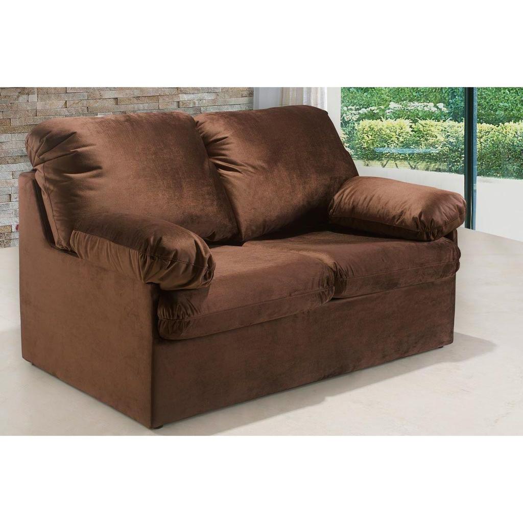 Sofá Cama Casal MH1456 Idea Suede Marrom Escuro Brilho - Herval