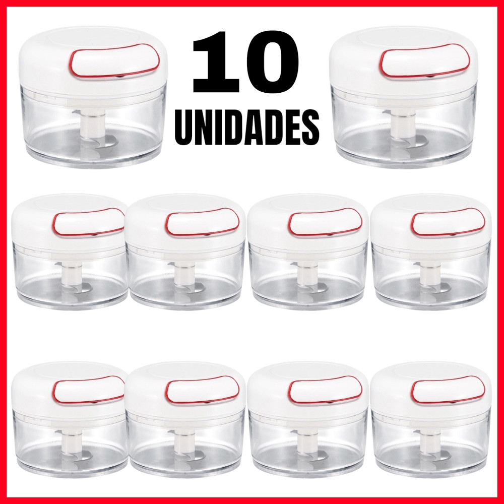 Kit 4/6/10 Mini Processador Triturador Alimentos Manual Inox 2 Lâminas Picador Carne Legumes Alho Portátil Multiuso