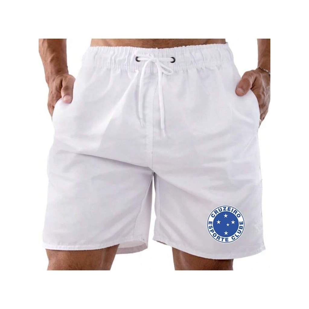 Short Bermuda Tactel Praia Mauricinho Treino Academia Corrida Esportivo Esporte Masculino Futebol Time Cruzeiro