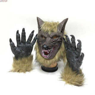 Cabeça De Lobo UPSTOP , Luvas De Lobisomem De Halloween Vívidas De Borracha , Fantasia De Látex De Cabelo Artificial