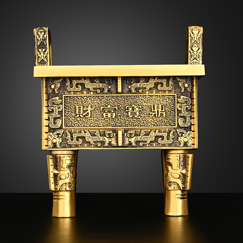 Ornamentos Ding de Cobre Puro Riqueza Baoding Dragão Duplo Jogando Contas Queimador de Incenso Ding de Quatro Pernas Sal