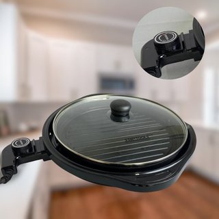 Grill Eletrico Redondo Controle Termostato Ajustavel Design Moderno Grelhados Rapidos 127V