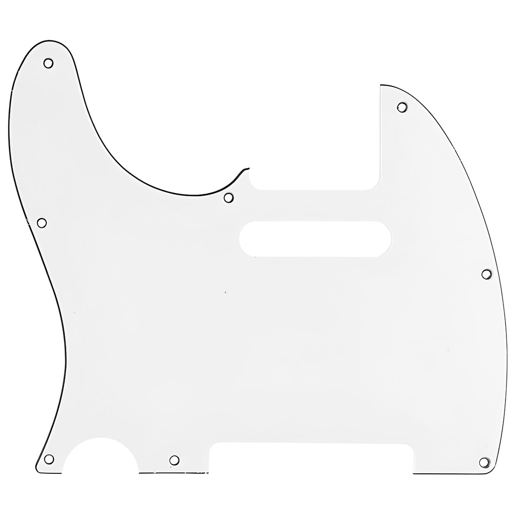 Escudo Placa Canhoto Com 8 Furos Para Guitarra Telecaster - 3 Ply Camadas Branco