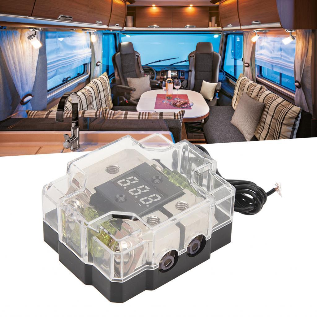 Suporte de fusível de áudio do carro Caixa de bloco de distribuição estéreo Display digital para iate RV