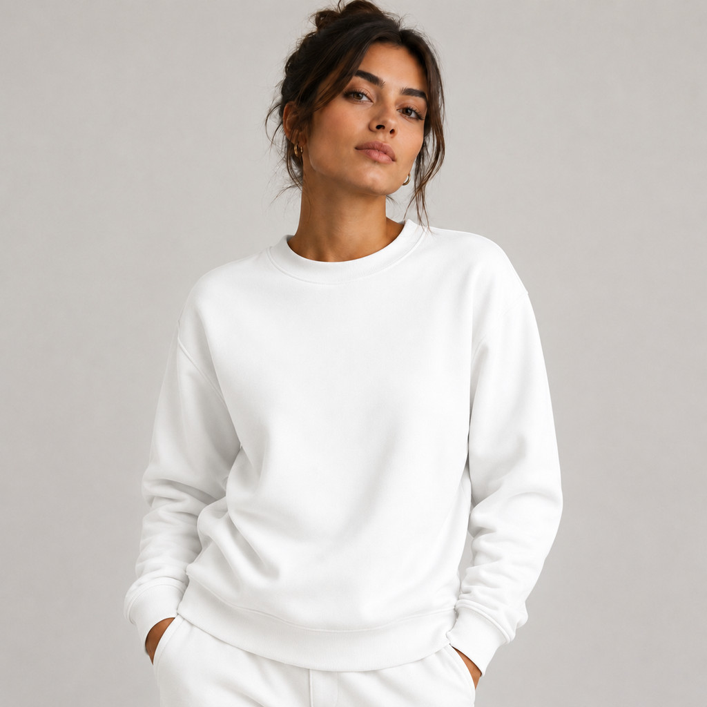 Moletom blusa frio gola careca liso feminino  Liso Look Básico capote inverno leve quentinho flanelado