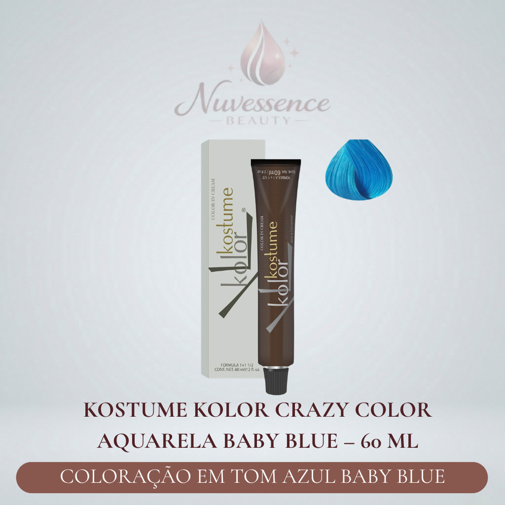 Kostume Kolor Crazy Color Baby Blue 60ml | Tintura Fantasia Azul Pastel Sem Amônia