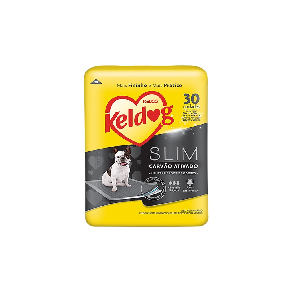 Tapete Higiênico Kelco Keldog Slim Carvao Ativdo 30un 80x60cm