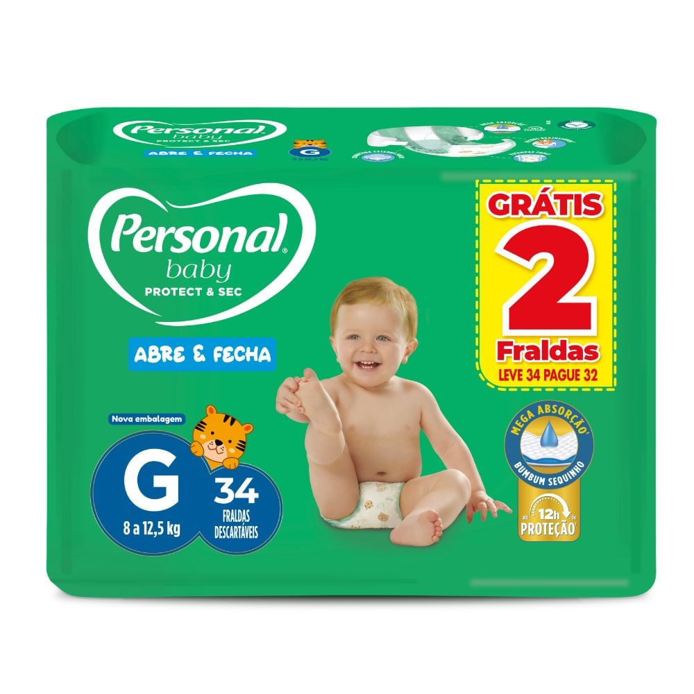 Fralda Personal Baby Protect & Sec Personal G 34 Unidades
