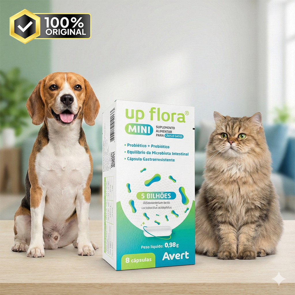 Suplemento Up Flora Mini 8 Capsulas Avert Probiótico Cães Gatos