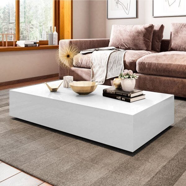 Mesa de Centro Retangular  Branco