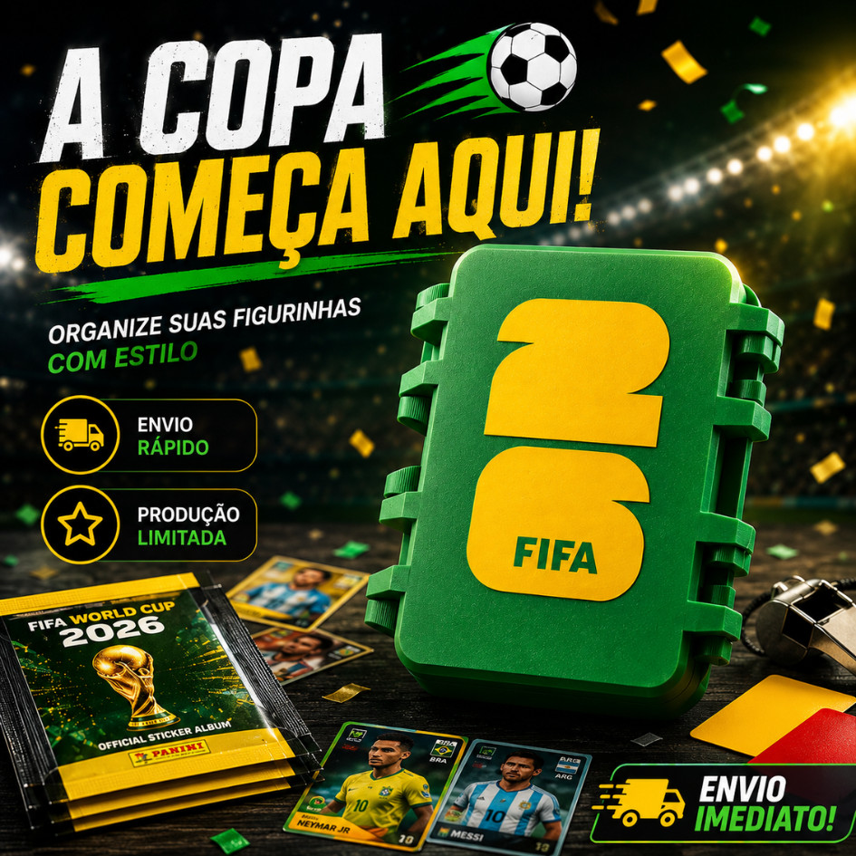Caixa Porta Figurinhas do álbum Copa do Mundo , organize suas figurinhas em Segurança