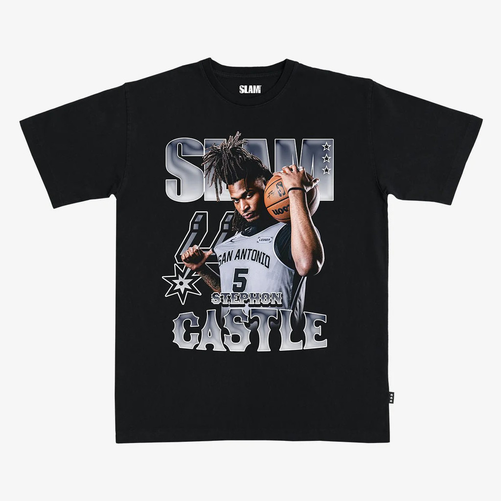 Camiseta Unissex Oversized Plus Size Feminina Masculina Estampada Stephon Castle Spurs SLAM Streetwear Basquete Vintage