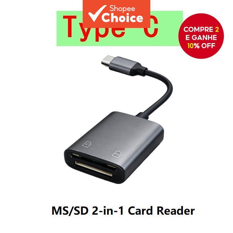 Adaptador USB C Memory Stick Pro Duo para iPhone, Leitor de Cartão MS/SD para Dispositivos iOS Tipo-c, Adaptador de