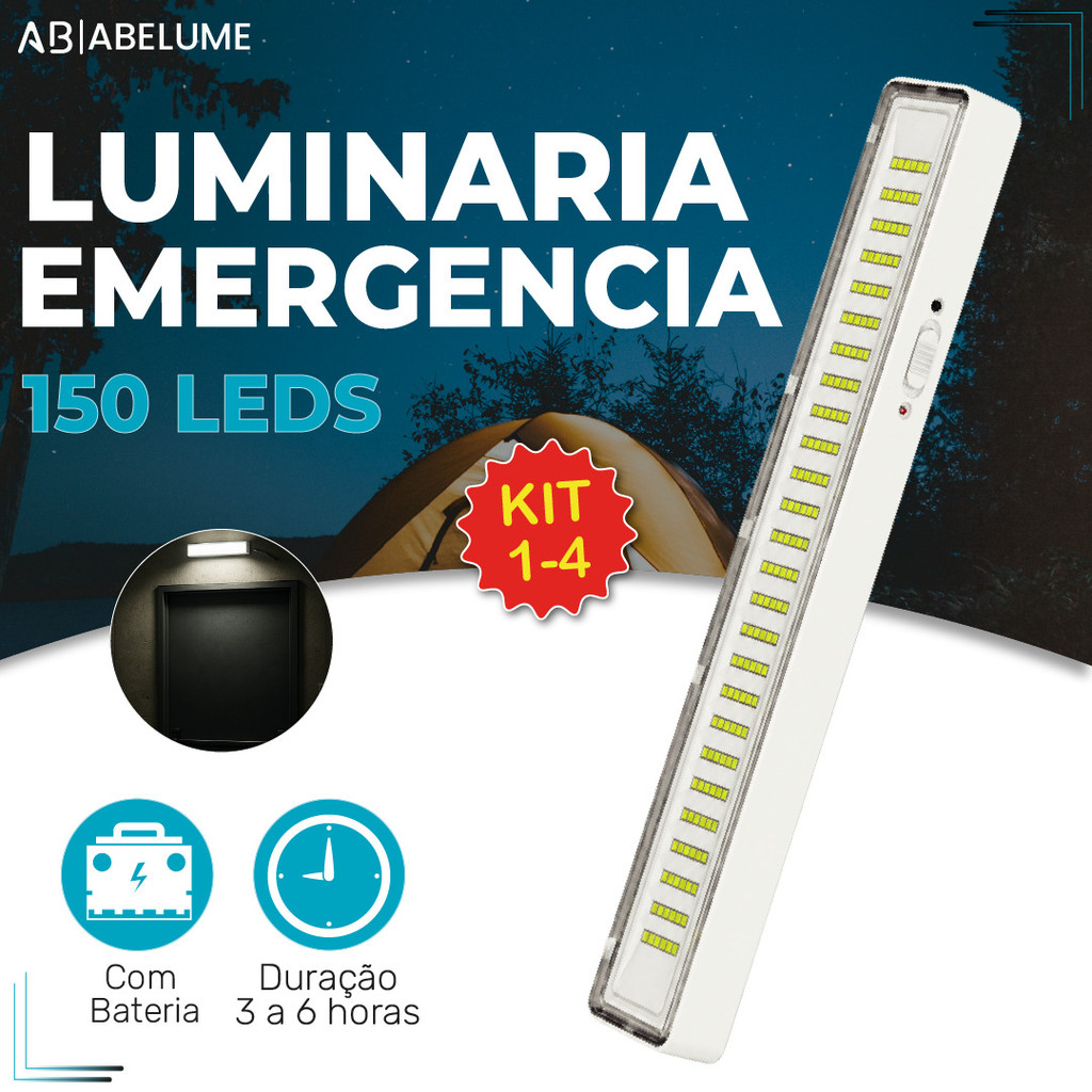 Luminária Emergência Portátil 120 Led PRO 15W Branco Frio 110V-220V Bivolt