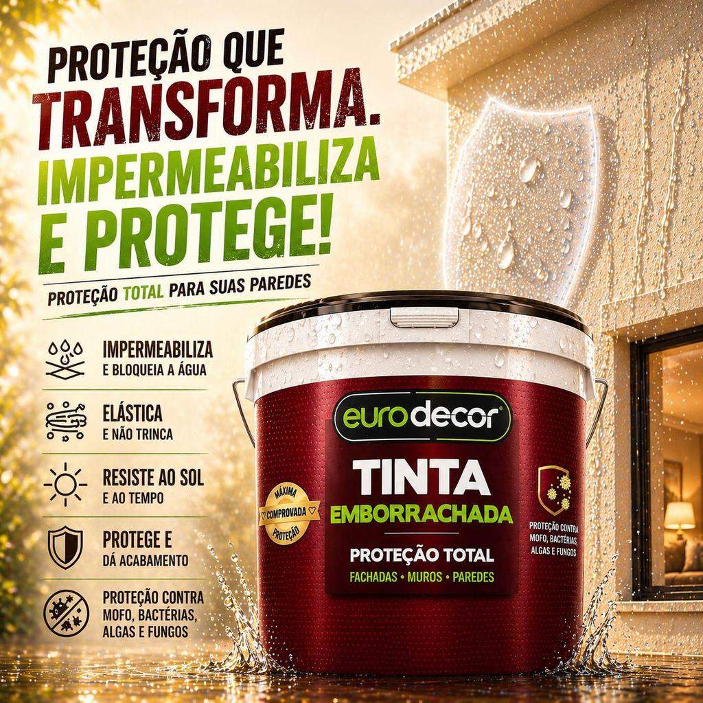 Tinta Emborrachada 1kg ou 3.6kg Tinta Impermeável Parede Interno e Externo