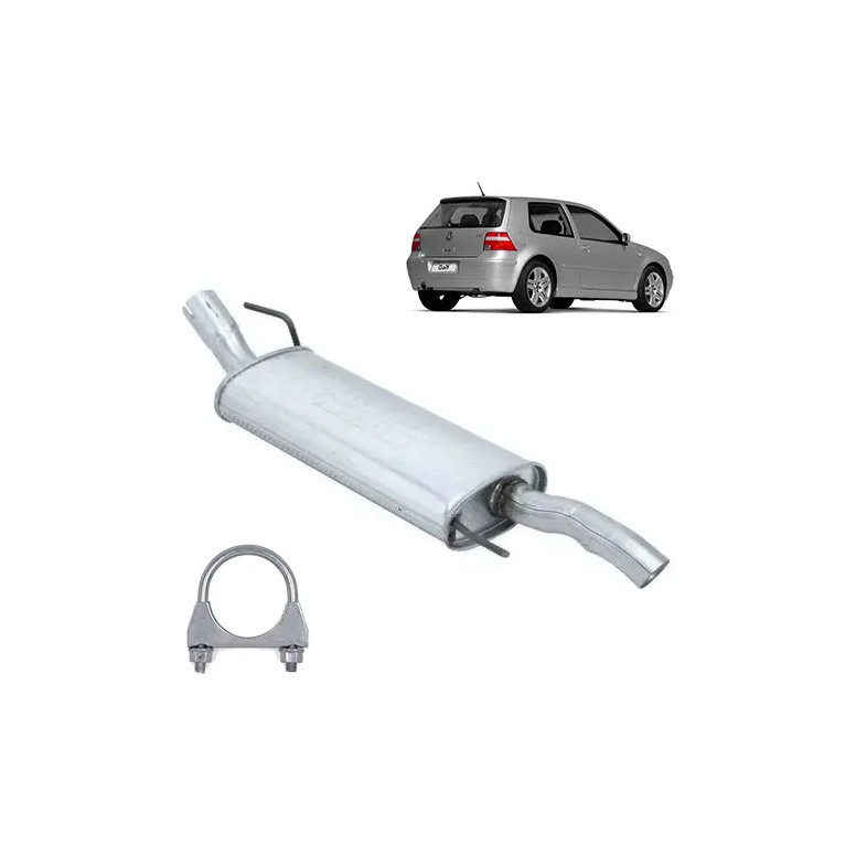 Escapamento Silencioso Traseiro Golf 2.0 GLX 1995 Até 1999, Golf 2.0 GTI 1995 Até 1999 + BRINDE.