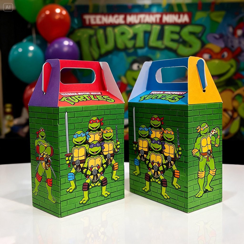 Até 50un Caixinha Maleta Tartarugas Ninjas - Festa Decoração e Aniversário ( Maletinha )