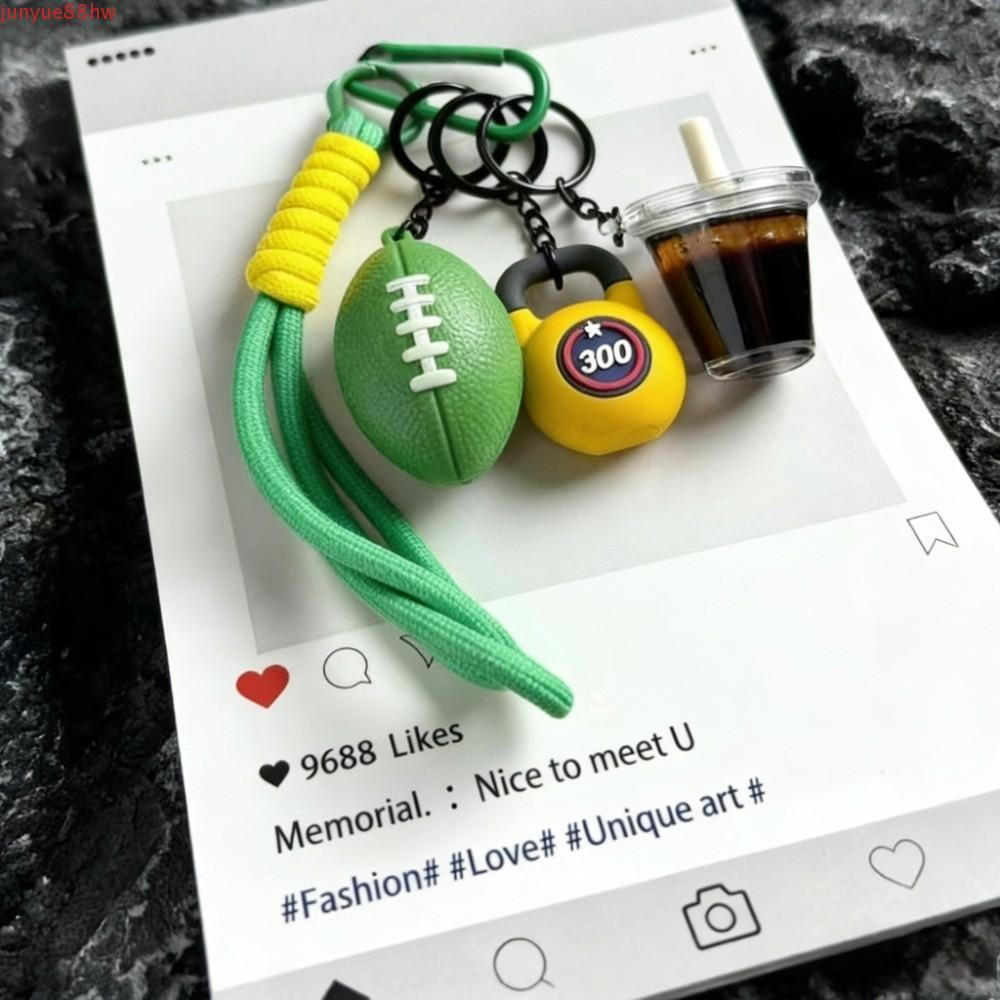 Chaveiro da série fitness, haltere de rugby estilo dopamina INS, pingente criativo fosco de estilo americano.