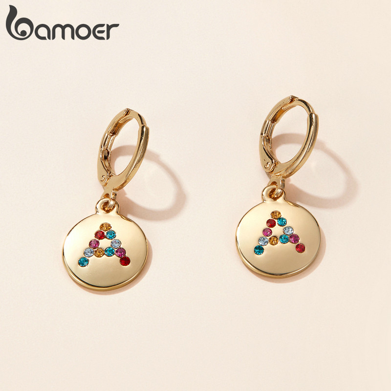 Bamoer AIE077 Brinco De Argola Com Strass Letras De Liga De Hipoalergênico/A Bijuteria Da Moda Para Meninas E Mulheres