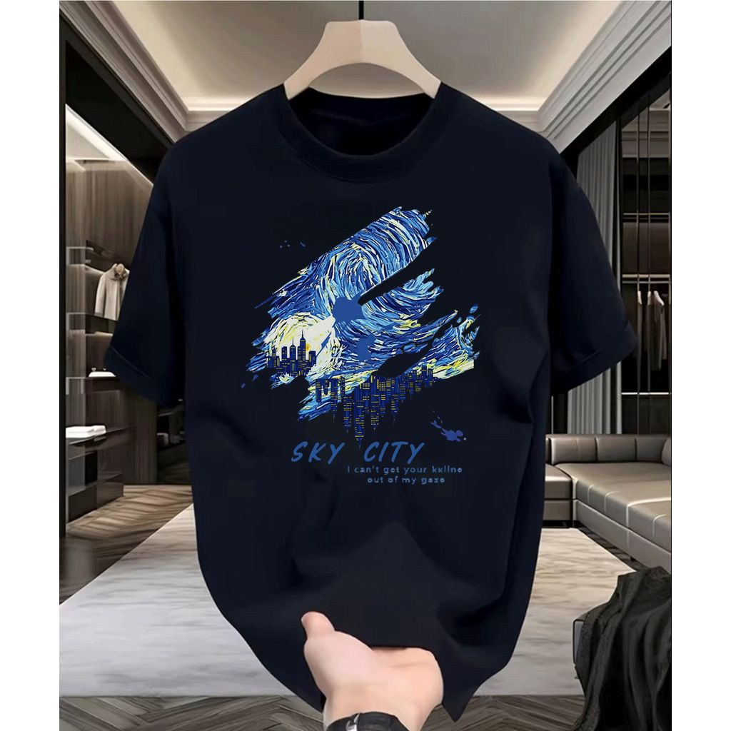 2026 Camiseta Feminina Estampa Cidade Celestial Moderna Estilosa Confortável Moda Feminina Tendência