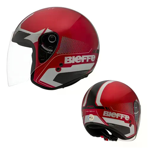 Capacete Moto Aberto Bieffe Allegro Extent Vermelho E Prata Vermelho Com Prata Extent Brilhante 56