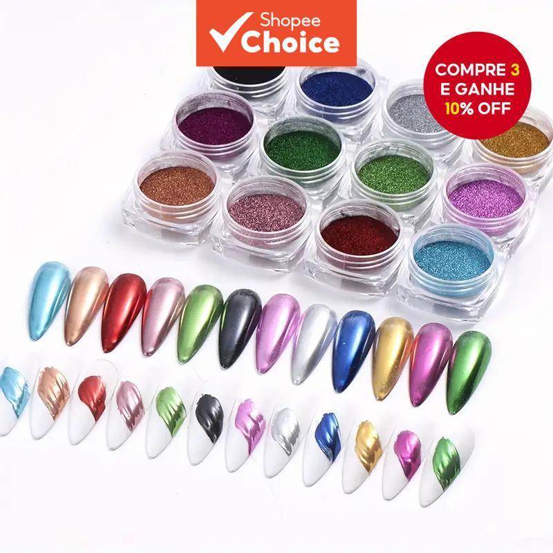 24/30 Cores/Conjunto Veludo Flocado Fofo Pigmento de Glitter em Pó para Unhas - Pó de Glitter para Unhas - Pó de