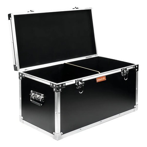 Case Baú Intact 70X40X40 Com Divisória Para Cabo Acessórios Áudio Iluminação Eventos Shows Festas Cor Preto