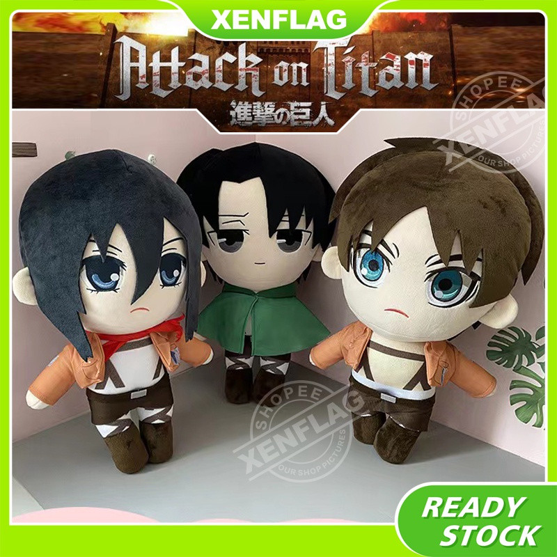 Ataque dos Titãs Eren Jaeger Levi Ackerman Mikasa Boneco de Pelúcia de 20cm Personagem de Anime Brinquedo Infantil Prese