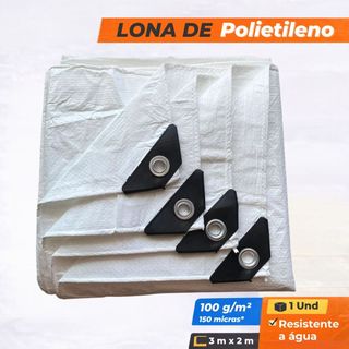 Lona Reforçada 3x2m Branco Multiuso Resistente 150 micras