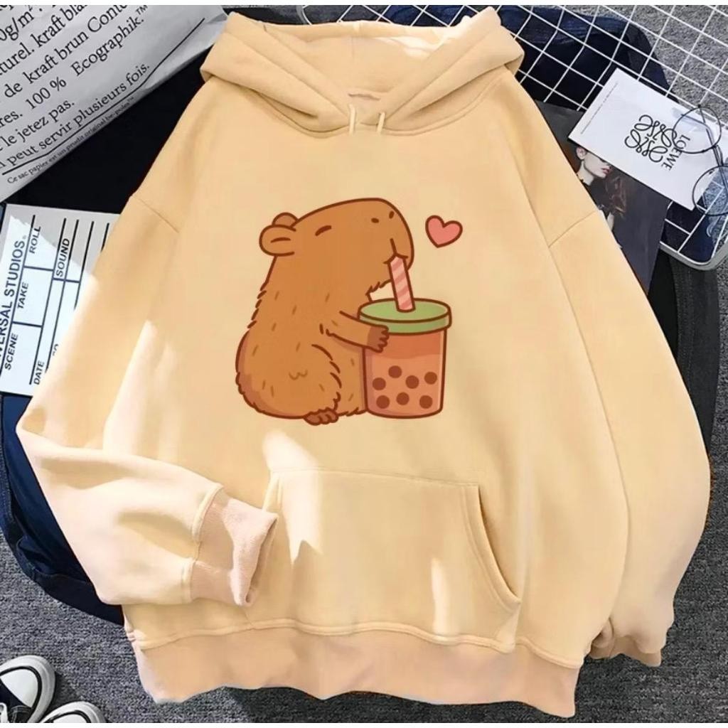 Moletom Canguru Masculino Estampa Capivara Milk Fofa Tumblr Com Capuz Casaco Blusa de Frio Premium