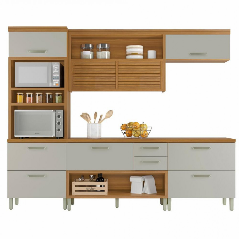 Cozinha Completa em MDF Nesher Princesa com 6 Portas 4 Gavetas e 12 Prateleiras