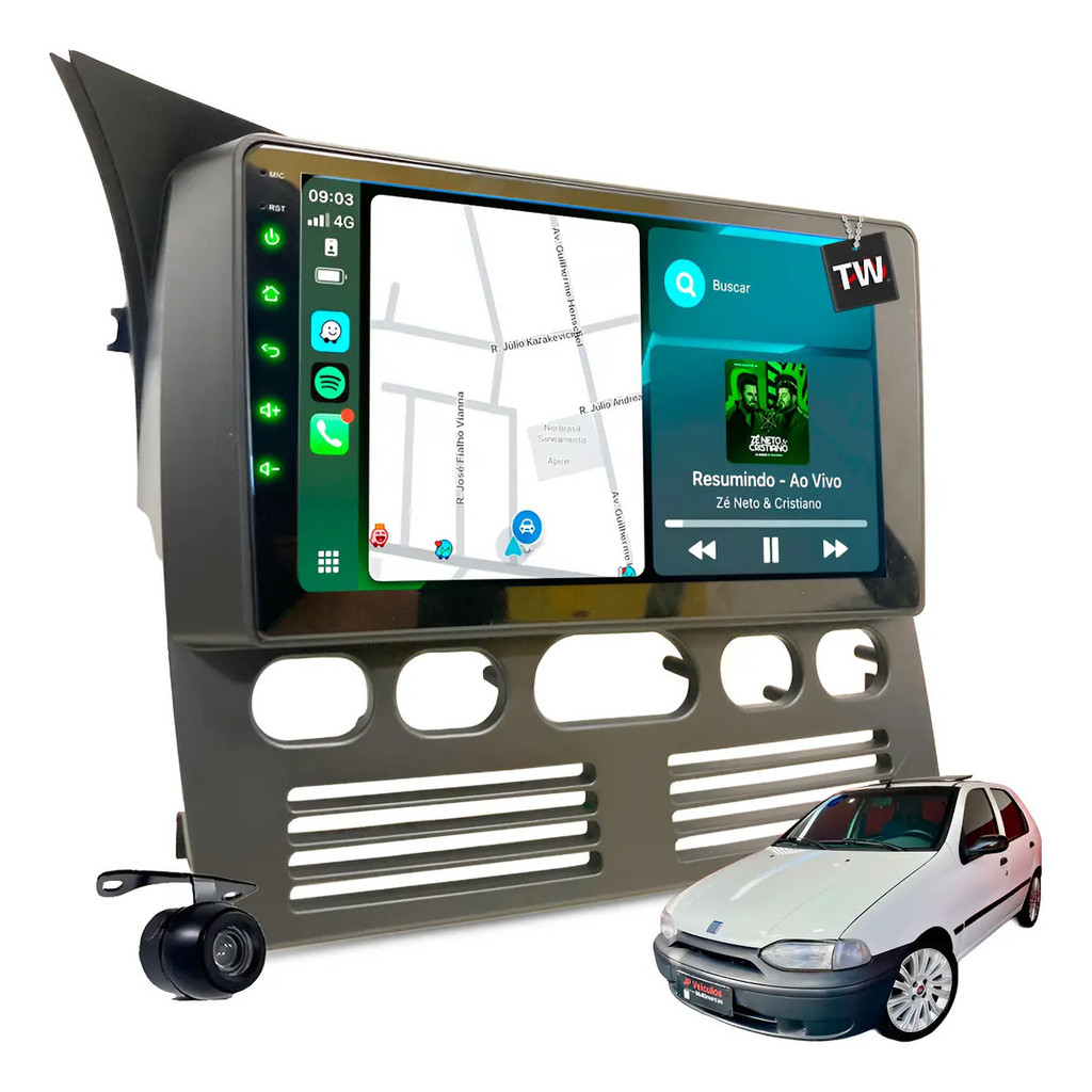 Multimídia Mp10 Bt Musica Carplay Fiat Palio G1 1996 À 2000