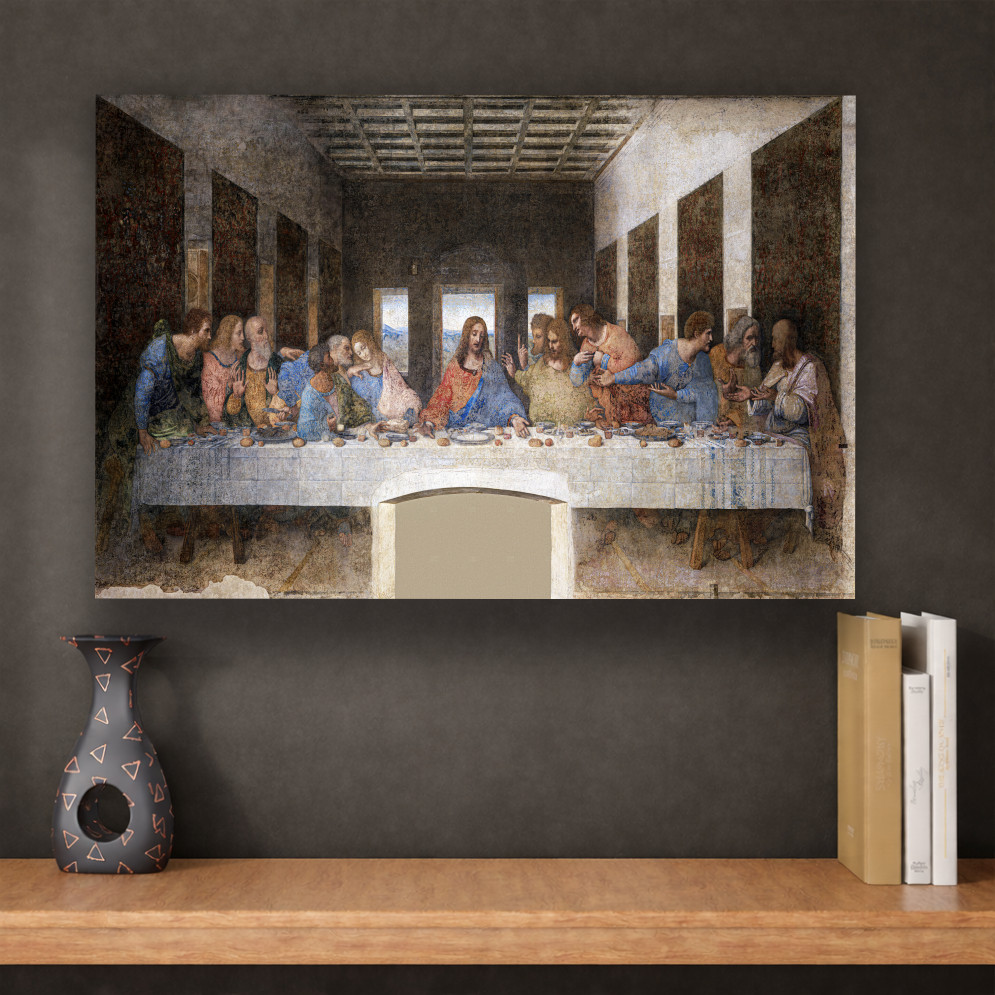 Quadro A Última Ceia Jesus e Apóstolos – Decoração Religiosa Clássica para Parede